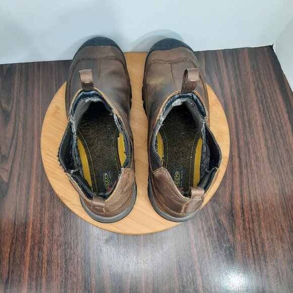 Keen Anchorage III Mens 12 Boots Dark Earth Mulch Leather Pull On Waterproof - Picture 9 of 10